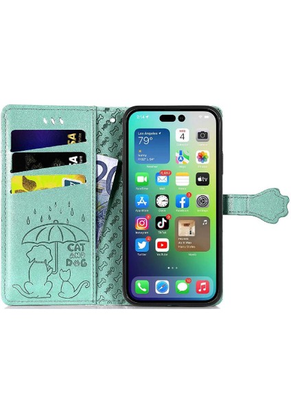 Iphone 14 Için Kılıf Promax Karikatür Hayvanlar Kısa Kayış Kapak Çevirin Deri (Yurt Dışından)