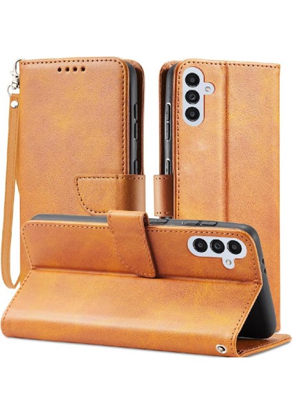 Kart Tutucu Kickstand Deri Folio ile Samsung Galaxy A24 4g Için Kılıf (Yurt Dışından)