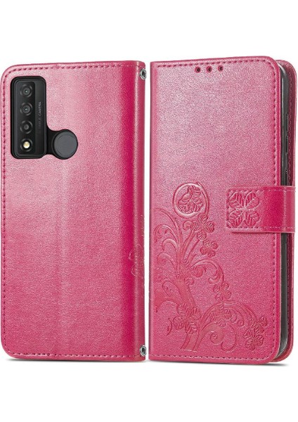 Tcl 20XE Dört Yapraklı Yonca Zarif Iş Deri Kılıf Flip Için Kılıf (Yurt Dışından)