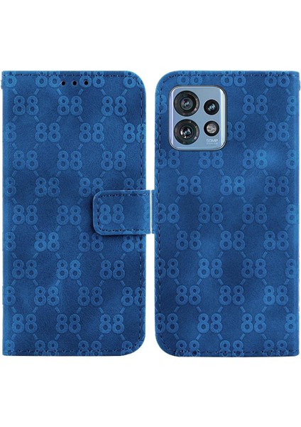 Motorola Kenar 40 Pro Kickstand Çift 8 Kabartmalı Cüzdan Pu Için Telefon Kılıfı (Yurt Dışından)