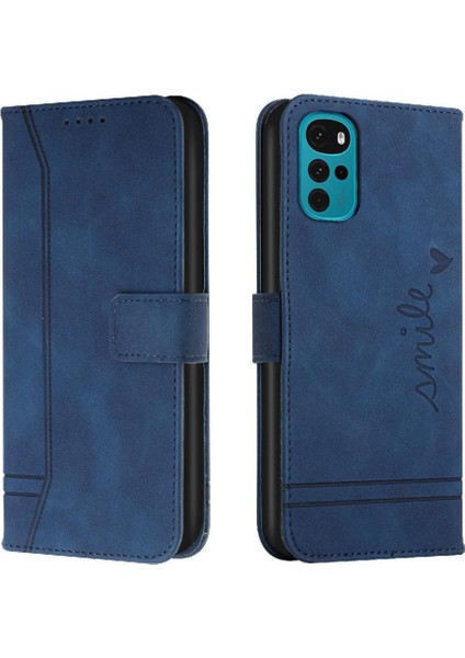 Motorola Moto G22 Için Telefon Kılıfı Pu Deri El Kayışı Flip Folio Cüzdan (Yurt Dışından)
