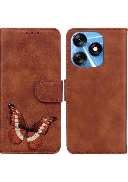 Tecno Spark 10C Kelebek Renk Baskılı Cüzdan Flip Folio Kapak Için Kılıf (Yurt Dışından)
