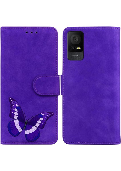 Tcl 408 Kelebek Renk Baskılı Kart Yuvaları Için Kılıf Flip Folio Kapak Cüzdan (Yurt Dışından)