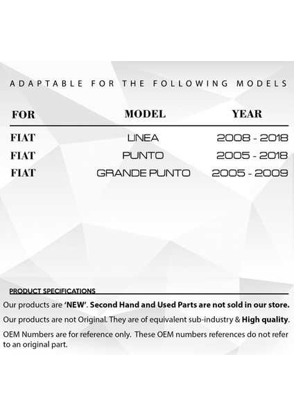 Fiat Linea, Punto, Grande Punto Için Iç Açma Kolu - Sağ -