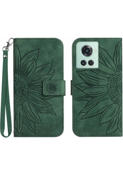 Oneplus 10R Kabartmalı Ayçiçeği Flip Cüzdan Telefon Kılıfı Için Kılıf Lüks Pu (Yurt Dışından)