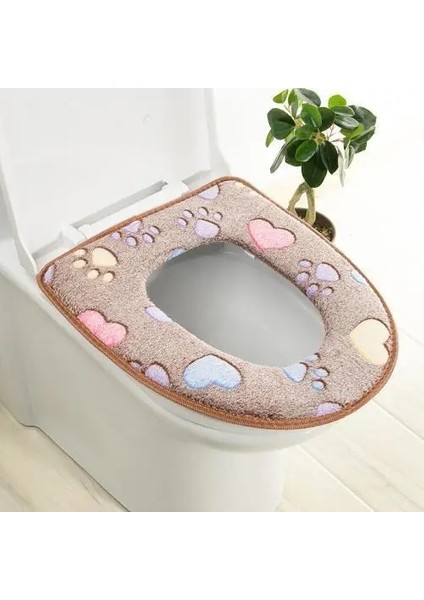 1-Yapışkan Stil Gökkuşağı Çizgili Mercan Polar Klozet Kapakları Ev Fermuar Çıkarılabilir Taşınabilir Closestool Paspaslar Yumuşak Dört Mevsim Banyo (Yurt Dışından)