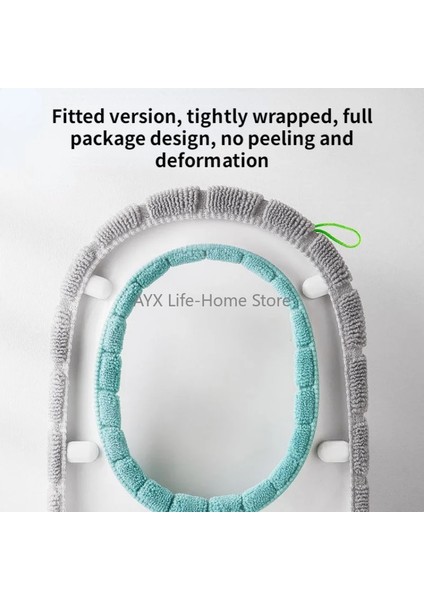 Mavi Stil Kış Sıcak Klozet Kapağı Closestool Mat Yıkanabilir Banyo Aksesuarları Örgü Saf Renk Yumuşak O-Şekilli Ped Bide Kapağı (Yurt Dışından) fırsatları