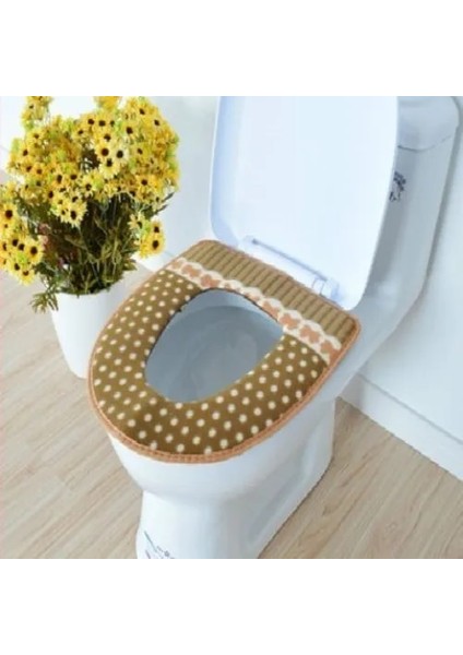 Kahve Tarzı Nokta Klozet Kapağı Vlevet Velcro Bant Yıkanabilir Banyo Aksesuarları Dayanıklı Closestool Mat Dolum Yeniden Kullanılabilir Bide Lavabo (Yurt Dışından)
