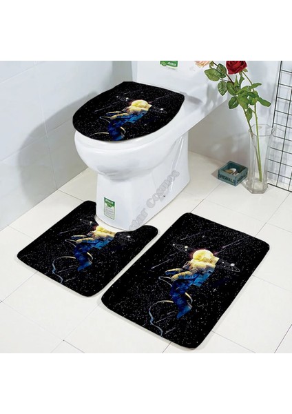 No.9 Stili Galaxy Astronot Üç Parçalı Set 3D Baskılı Banyo Ayaklı Halı Kapak Tuvalet Kapağı Banyo Paspas Seti 2 (Yurt Dışından) modelleri