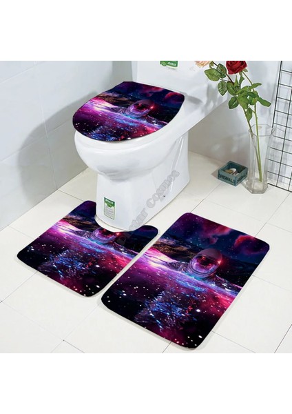 No.9 Stili Galaxy Astronot Üç Parçalı Set 3D Baskılı Banyo Ayaklı Halı Kapak Tuvalet Kapağı Banyo Paspas Seti 2 (Yurt Dışından) indirimleri