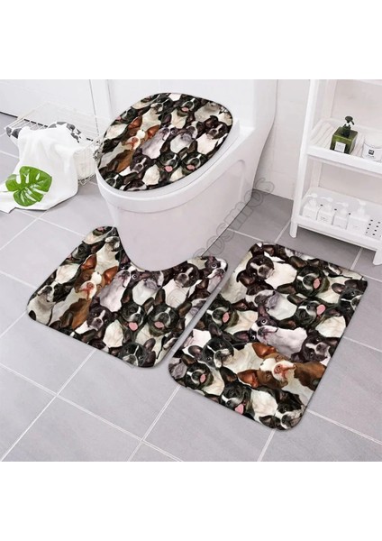 No.6 Stili Bir Demet Cavalier King Charles Spaniels Banyo Paspas Seti Üç Parçalı Set 3D Baskılı Kapak Tuvalet Kapağı Banyo Paspas Seti (Yurt Dışından)