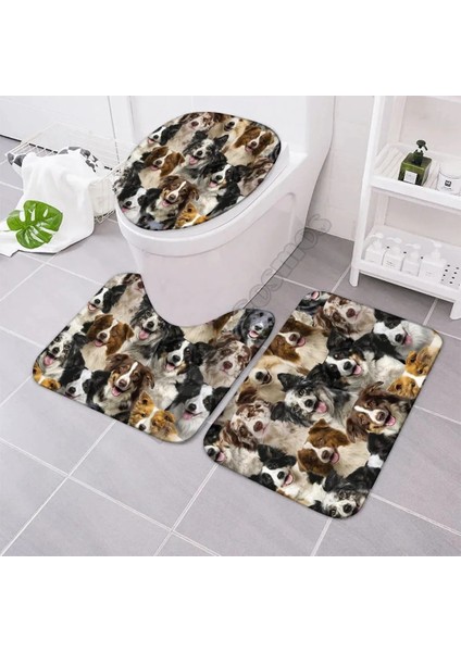 No.6 Stili Bir Demet Cavalier King Charles Spaniels Banyo Paspas Seti Üç Parçalı Set 3D Baskılı Kapak Tuvalet Kapağı Banyo Paspas Seti (Yurt Dışından)
