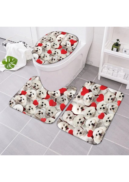 No.6 Stili Bir Demet Cavalier King Charles Spaniels Banyo Paspas Seti Üç Parçalı Set 3D Baskılı Kapak Tuvalet Kapağı Banyo Paspas Seti (Yurt Dışından)