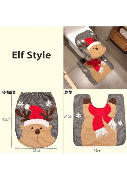 No.4 Stili Noel Baba Tuvalet Çıtası Banyo Kardan Adam Noel Dekorasyon Ayak Mat Kapak Ev Için Noel Süslemeleri (Yurt Dışından)