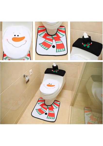 No.4 Stili Noel Baba Tuvalet Çıtası Banyo Kardan Adam Noel Dekorasyon Ayak Mat Kapak Ev Için Noel Süslemeleri (Yurt Dışından)