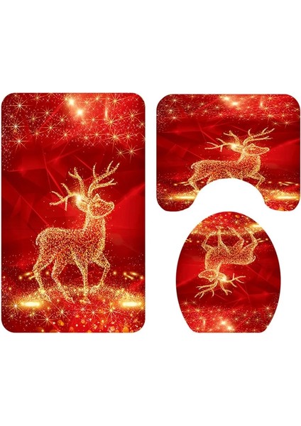 No.9 Stili Evlenmek Noel Karikatür Üç Parçalı Set 3D Baskılı Banyo Ayaklı Halı Kapak Tuvalet Kapağı Banyo Paspas Seti 11 (Yurt Dışından) fırsatları
