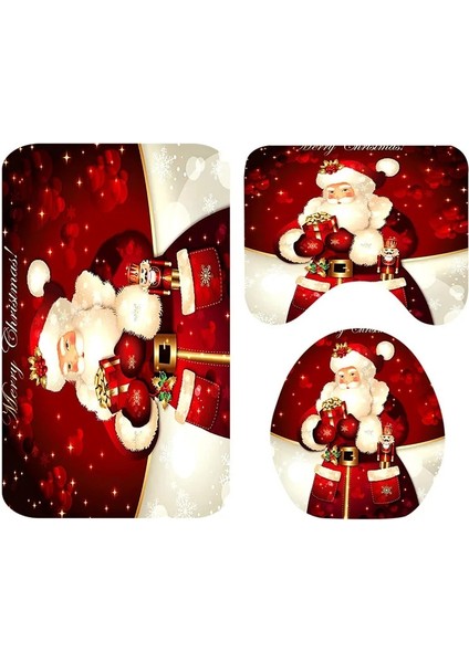 No.9 Stili Evlenmek Noel Karikatür Üç Parçalı Set 3D Baskılı Banyo Ayaklı Halı Kapak Tuvalet Kapağı Banyo Paspas Seti 11 (Yurt Dışından) indirimleri