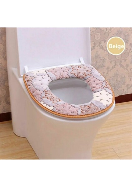 Bej Tarzı Trend Banyo Minder Örtüsü Closestool Yıkanabilir Klozet Yumuşak Isıtıcı Mat Kapak Pedi (Yurt Dışından)