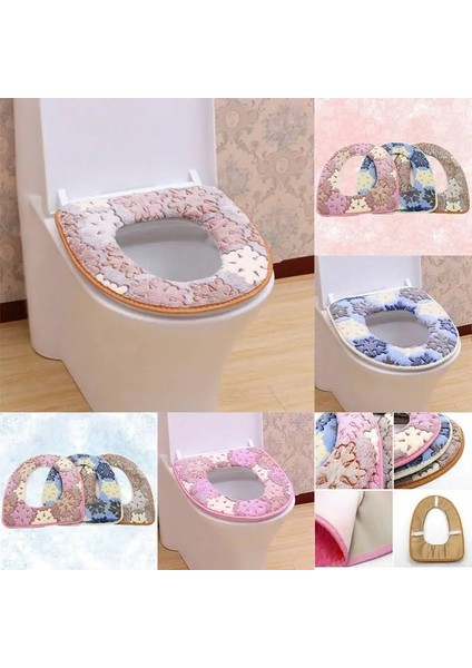 Bej Tarzı Trend Banyo Minder Örtüsü Closestool Yıkanabilir Klozet Yumuşak Isıtıcı Mat Kapak Pedi (Yurt Dışından)