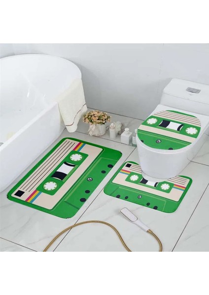 STIL11 Tarzı Banyo Kaymaz Mat Tuvalet Yatak Örtüsü Seti Kaset Müzik Bandı Retro Duş Odası Pazen Halı Banyo Girişi Su Geçirmez Paspas (Yurt Dışından) modelleri