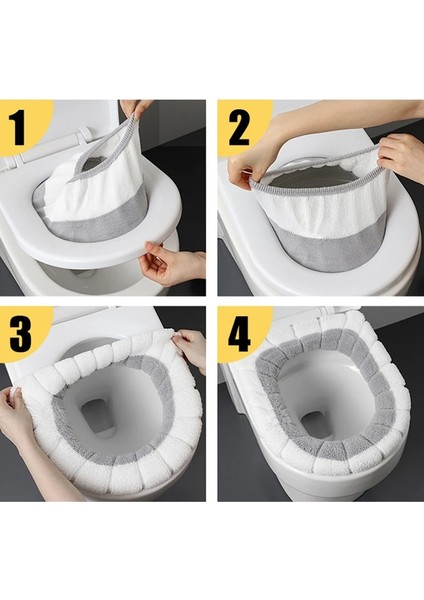 Pembe Tarzı 1 Adet Kış Sıcak Klozet Kapağı Closestool Mat Yıkanabilir Banyo Aksesuarları Örgü Saf Renk Yumuşak O-Şekilli Ped Klozet (Yurt Dışından) fırsatları