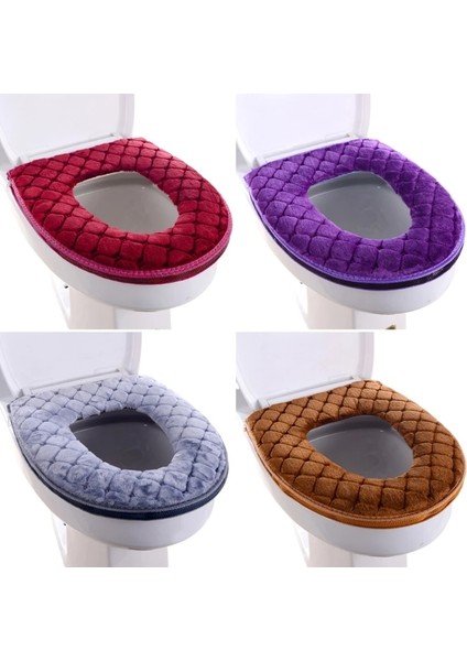 Kahverengi Tarzı Banyo Klozet Kapağı Yumuşak Kış Sıcak Peluş Yastık O-Şekilli Yıkanabilir Tuvalet Kapağı Yastık Ev Gereçleri (Yurt Dışından) indirimleri