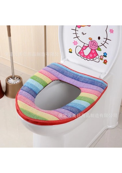 Mavi Stil Üreticiler Taobao Kış Kalınlaşmış Gökkuşağı Tuvalet Paspası Yastık Fermuarlı Mercan Kadife Tuvalet Yıkayıcıları (Yurt Dışından)