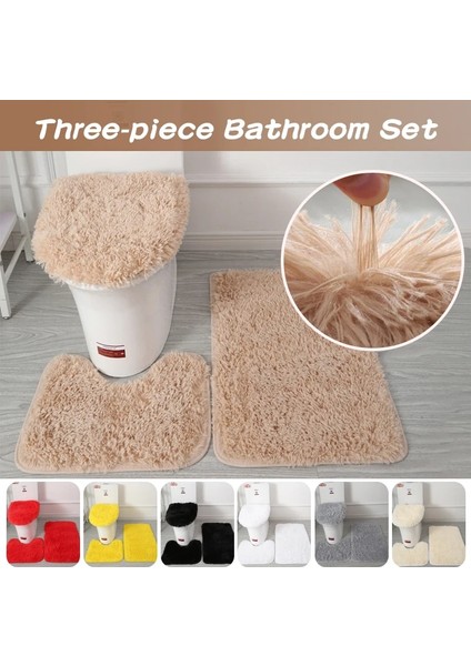 No.2 Tarzı Et Katı Renk Kadife Banyo Paspas Seti Kabarık Kıllar Banyo Halıları Modern Tuvalet Çıtası Yumuşak Peluş Banyo Halı Seti (Yurt Dışından) modelleri