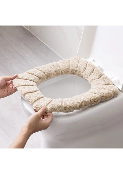 Bej Tarzı Akrilik Evrensel Klozet Kapağı Kış Kalınlaşmak Yıkanabilir Mat Tuvalet Çıtası Closestool Mat Koltuk Kılıfı Banyo Aksesuarları (Yurt Dışından)