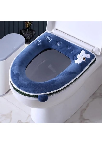Sku-2 Tarzı Kış Sıcak Klozet Kapağı Closestool Mat Yıkanabilir Banyo Aksesuarları Örgü Saf Renk Yumuşak O-Şekilli Ped Bide Kapağı (Yurt Dışından) fırsatları