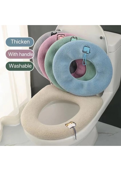 Pembe Tarzı Sevimli Karikatür Klozet Kapağı Japon Sıcak Tutmak Closestool Mat Yıkanabilir Kalınlaşmak Wc Yastık Pedi Withhandle Banyo Aksesuarları (Yurt Dışından)