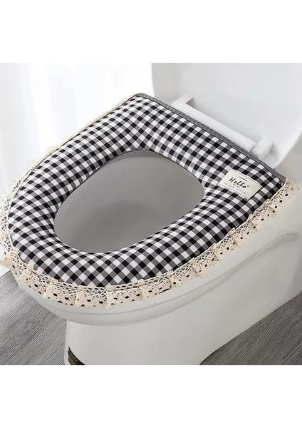 Siyah Stil Ev Dört Mevsim Evrensel Su Geçirmez Fermuar Klozet Kapağı Sevimli Avrupa Tarzı Kalınlaşmış Klozet Yıkayıcı (Yurt Dışından)
