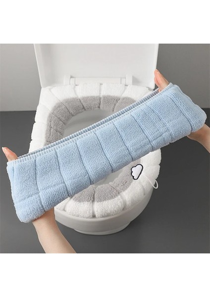 Mavi Stil Kalınlaşmak Banyo Klozet Kapağı Evrensel Peluş Tuvalet Minderi Ev Sıcak Yumuşak Klozet Kapağı Isıtıcı Closestool Mat (Yurt Dışından) fırsatları