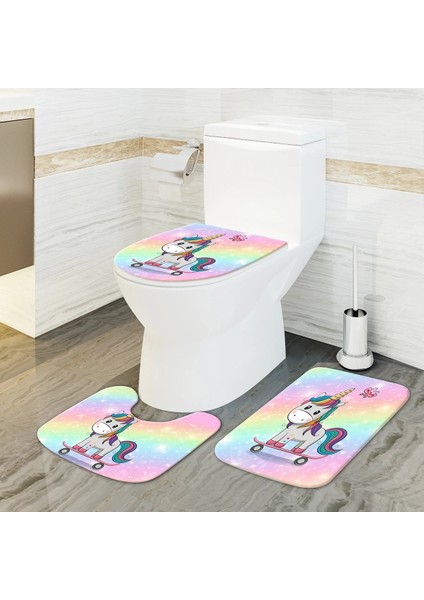 YL02-9 Tarzı Yaban Hayatı Hayvanlar Baskılı Tuvalet Wc Pedi Aksesuarları Banyo Paspas Seti Tuvalet Kapağı Kaymaz Banyo Paspas Halı Küvet Dekorasyon (Yurt Dışından)