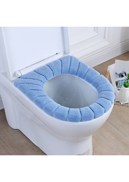 Mavi Stil Elastik Klozet Mat Kalınlaşmış Yumuşak Sıcak Yıkanabilir Banyo Closestool Tuvalet Kapağı Aksesuarları Mercan Tuvalet Mat Ev Dekor (Yurt Dışından)