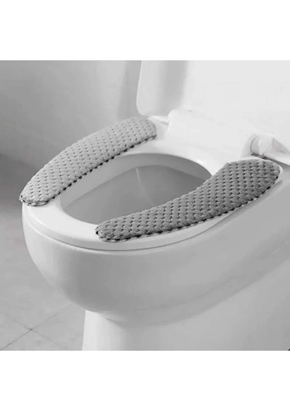 Gri Tarzı Ute Ev Kalın Yeniden Kullanılabilir Yumuşak Kendinden Yapışkanlı Tuvalet Koltuk Minderi Kış Sıcak Yıkanabilir Banyo Kaymaz Peluş (Yurt Dışından)