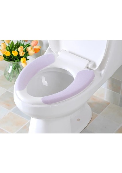 Mor Tarzı Yapışkan Tuvalet Paspas Sıcak Yumuşak Tuvalet Kapağı Koltuk Kapağı Ped Banyo Koruyucu Banyo Aksesuarları Seti Klozet Kapağı Mat (Yurt Dışından)