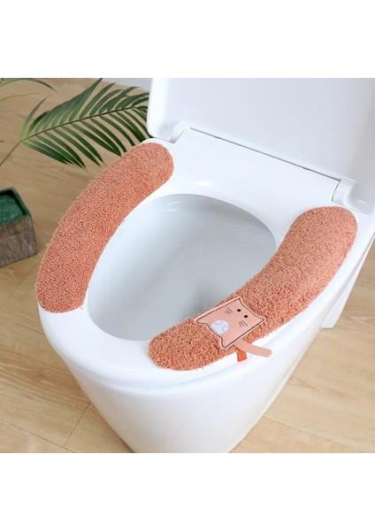 Bir Stil Evrensel Klozet Kapağı Örme Tuvalet Etiket Su Geçirmez Klozet Minderi Yıkanabilir Banyo Isıtıcı Tuvalet Kapağı Yastığı (Yurt Dışından)