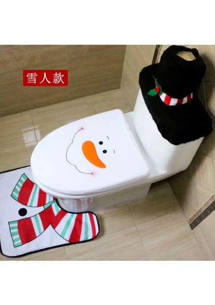 Elfler Tarzı Noel Süslemeleri Tuvalet Sıcak ve Tuvalet Çıtası + Ayak Pedi + Su Deposu Kapağı Banyo Wc Koltuk Örtüsü Seti LXQ115 Dahildir (Yurt Dışından)