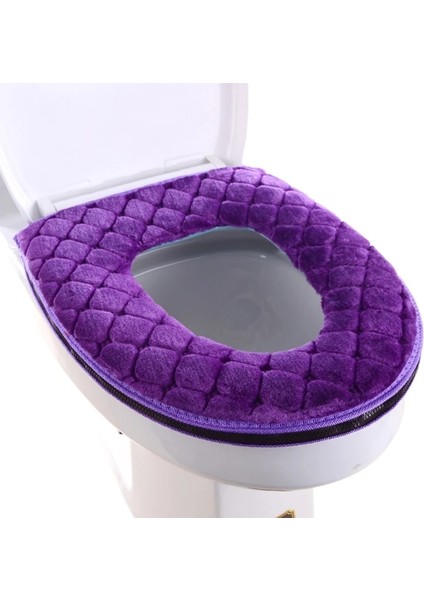 Mor Tarzı Tuvalet Kapağı Pedi Yumuşak Tuvalet Minderi Tuvalet Isıtıcı Yıkanabilir Tuvalet Kapağı Mat Fermuarlı (Yurt Dışından)