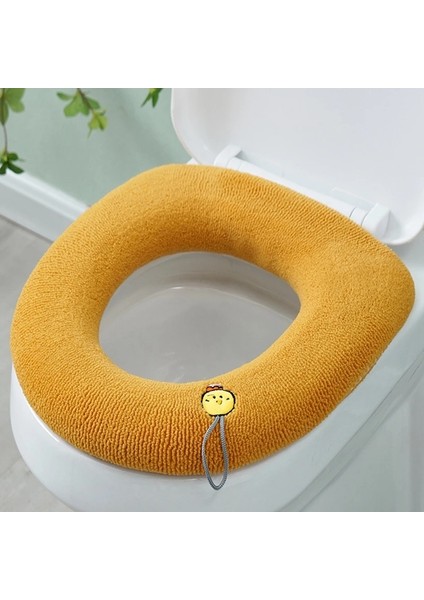 Sarı Stil Kalınlaşmak Klozet Kapağı Mat Kış Sıcak Yumuşak Yıkanabilir Closestool Mat Koltuk Kılıfı Tuvalet Kapağı Koruyucu Örtü Banyo Aksesuarları (Yurt Dışından)