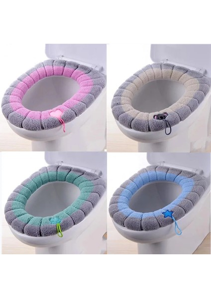 Pembe Tarzı Kış Sıcak Klozet Kapağı Closestool Mat Kalınlaşmış Yıkanabilir Banyo Tuvalet O-Şekilli Ped Ev Banyo Tuvalet Klozet Kapağı (Yurt Dışından)
