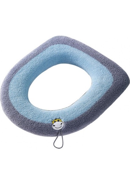 Mavi Stil Kordonlu Klozet Kapağı Kolay Kurulum 4 Mevsim Banyo O-Şekilli Örgü Klozet Altlığı Günlük Kullanım (Yurt Dışından)