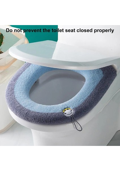Mavi Stil Kordonlu Klozet Kapağı Kolay Kurulum 4 Mevsim Banyo O-Şekilli Örgü Klozet Altlığı Günlük Kullanım (Yurt Dışından) fiyatları