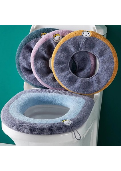 Mavi Stil Kordonlu Klozet Kapağı Kolay Kurulum 4 Mevsim Banyo O-Şekilli Örgü Klozet Altlığı Günlük Kullanım (Yurt Dışından) modelleri