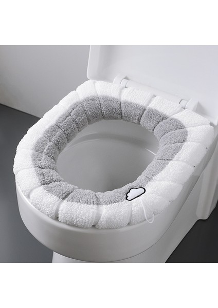 Pembe Tarzı 1 Adet Klozet Kapağı Saplı Kalınlaşmış Peluş O-Şekilli Yastık Artı Kadife Evrensel Banyo Aksesuarları (Yurt Dışından)