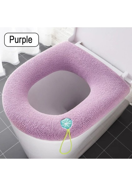 Mor Tarzı Banyo Isıtıcı Evrensel Klozet Minderi Kalınlaşmış Tuvalet Kapağı Örme Klozet Minderi Yıkanabilir Ev Klozet Kapağı (Yurt Dışından)