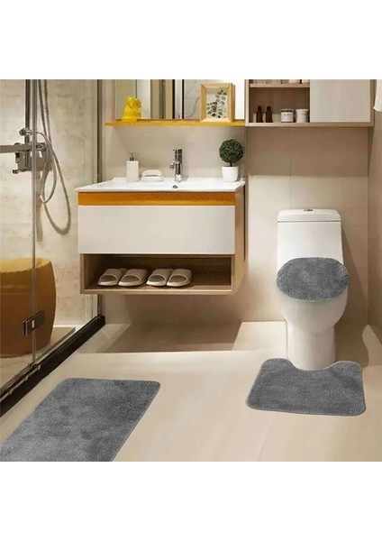 Mor Tarzı Et Düz Renk Banyo Paspas Seti Kabarık Kıllar Banyo Halıları Modern Tuvalet Kapağı Kilim Seti Dikdörtgen 50*80 50*40 45*50 cm (Yurt Dışından) indirimleri