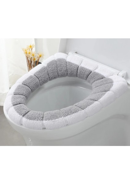 Gri Tarzı Kalın Sıcak Klozet Kapağı Evrensel Wc Mat Ev Kış Rahat Tuvalet Kapağı Closestool Mat Banyo Aksesuarları (Yurt Dışından)