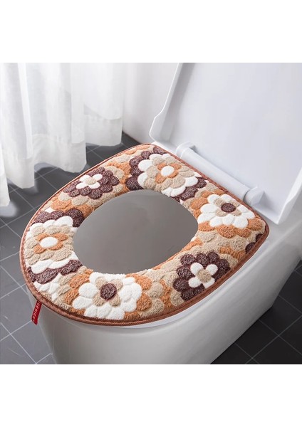 D Tarzı Çiçek Sıcak Tuvalet Kapağı Koltuk Kapağı Üst Kapak Pedi Banyo Isıtıcı Klozet Kasesi Yumuşak Fermuar Yıkanabilir Klozet Kapağı Wc (Yurt Dışından)